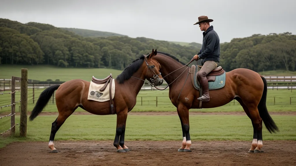 Cavalier et jeune cheval pendant une séance de dressage axée sur la préparation à l'appuyer
