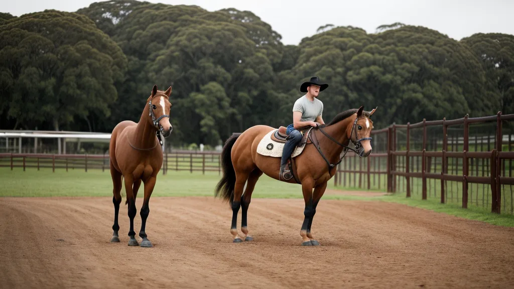 Choisir une écurie de débourrage éthologique pour un jeune cheval en confiance, hongre bai au pré normand
