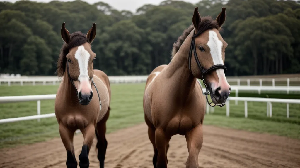 Jeune cheval debout devant le montoir pendant une séance de débourrage éthologique et de travail à pied en Normandie