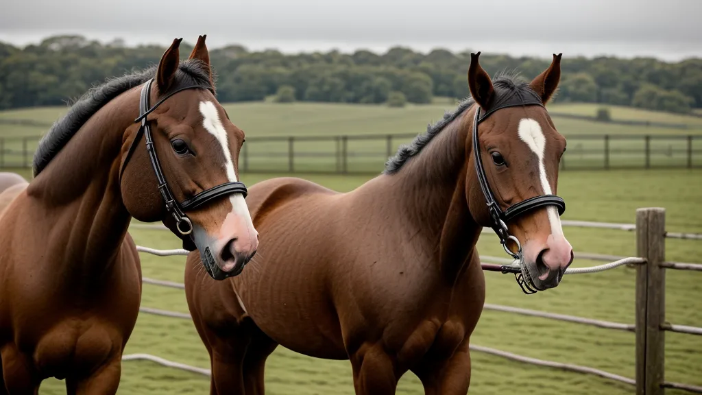 Selle d'équitation en cuir posée sur une barrière, avant l'essayage sur un jeune cheval en débourrage