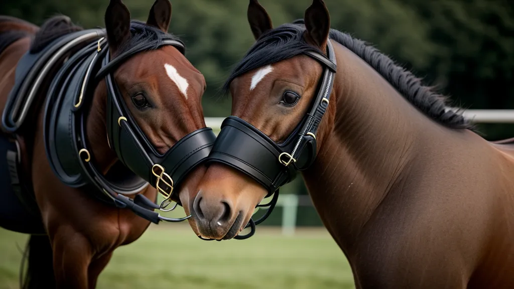 Gros plan sur le nez d'un cheval interagissant avec un jouet en caoutchouc robuste.