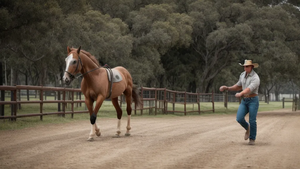 Gros plan des antérieurs d'un jeune cheval pendant un exercice de travail latéral, base du dressage au quotidien.
