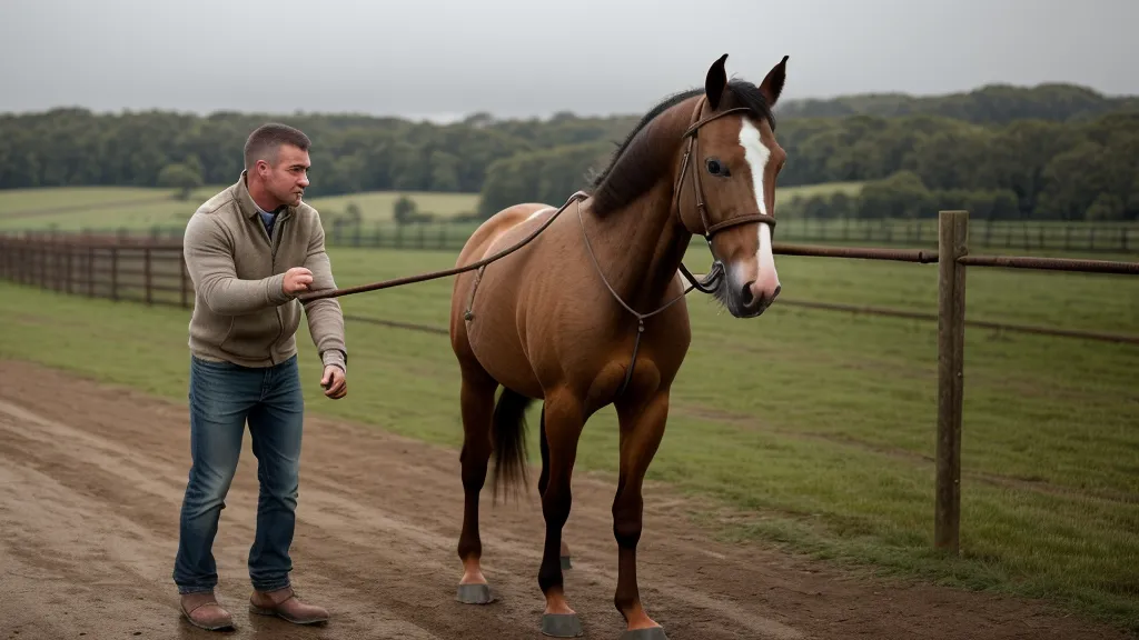Montoir en bois pour préserver le dos d'un jeune cheval pendant un débourrage respectueux