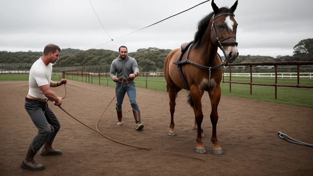 Cavalier amateur et jeune cheval détendus pendant une sortie en équitation extérieur