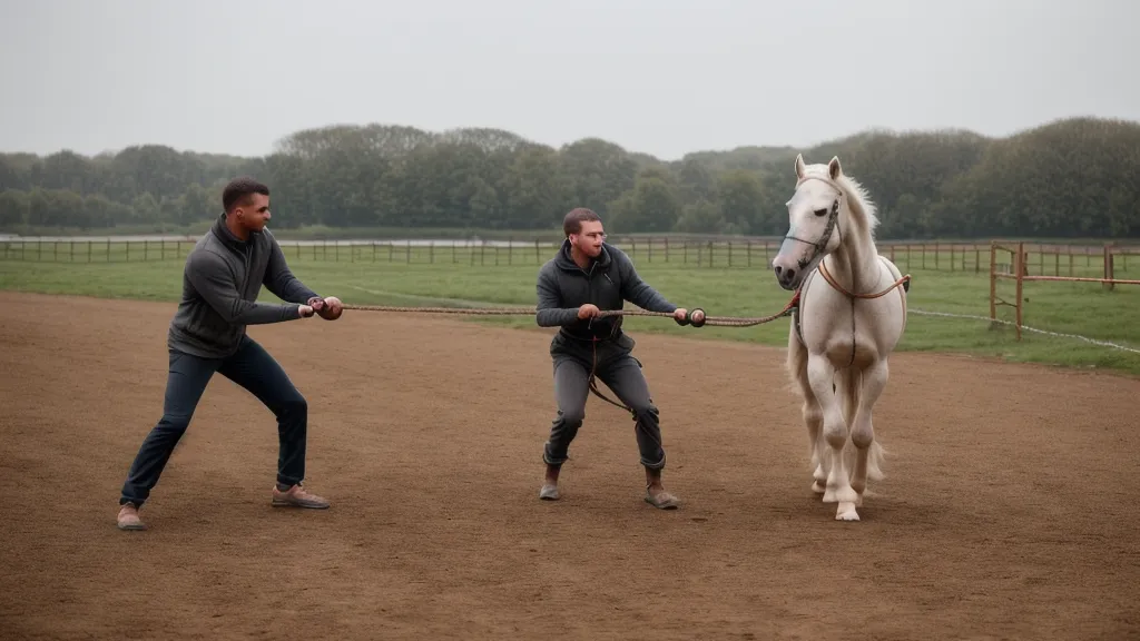 Jeune cheval qui détourne la tête et patiente dans la zone neutre, étape clé du débourrage éthologique avant la récompense