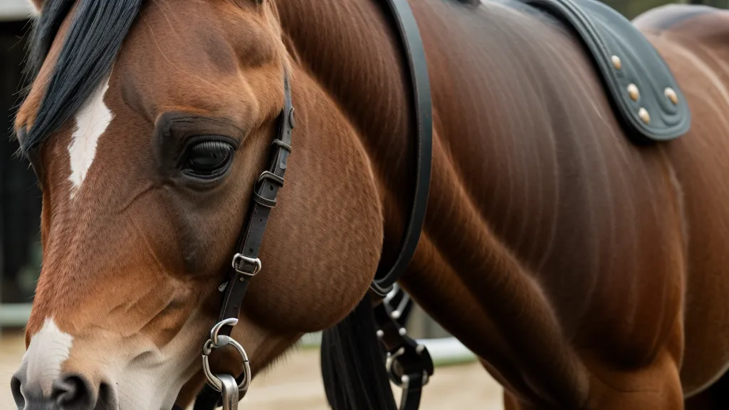 Jeune cheval mâchonnant son mors avec décontraction lors d'une séance.