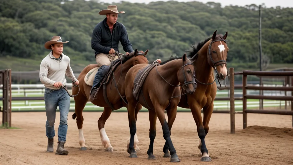 Gros plan sur les membres d'un cheval croisant lors d'un exercice latéral
