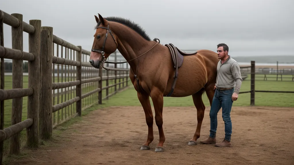 Jeune cheval effectuant une épaule en dedans le long de la lice